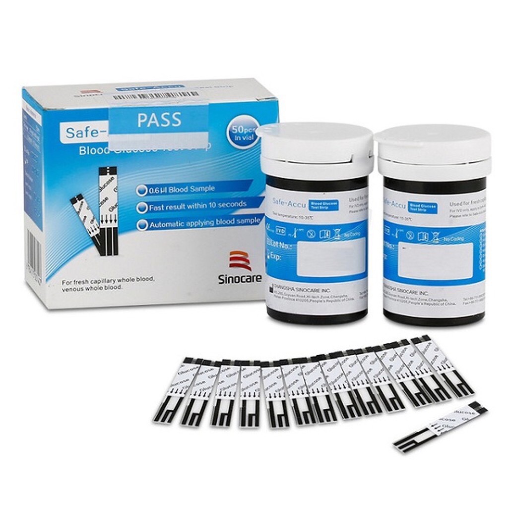 (CHÍNH HÃNG) Máy Đo Đường Huyết Safe Accu - Sinocare Đức - Que Thử - Kim