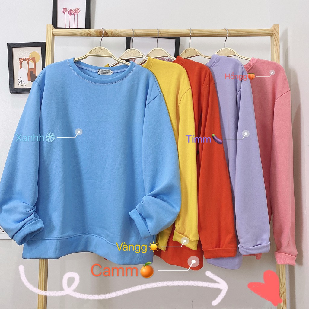 Áo Nỉ sweater trơn YAYSHOP unisex nam nữ chất nỉ cotton mềm mịn nhiều màu | BigBuy360 - bigbuy360.vn