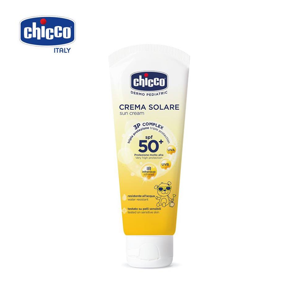 Kem chống nắng 3 tác động Chicco Ý 75ml an toàn cho bé từ sơ sinh hàng chính hãng