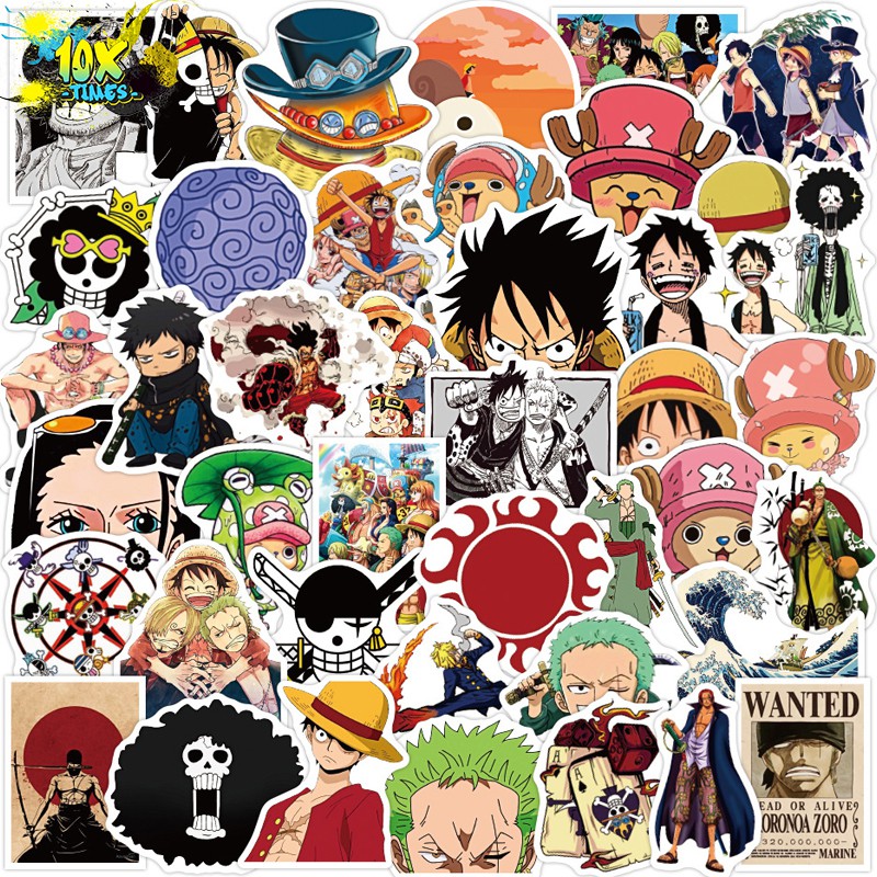 set 50 sticker dán anime luffy one piece đảo hải tặc dán máy tính, điện thoại,lap top, sticker dán mũ bảo hiểm, valy