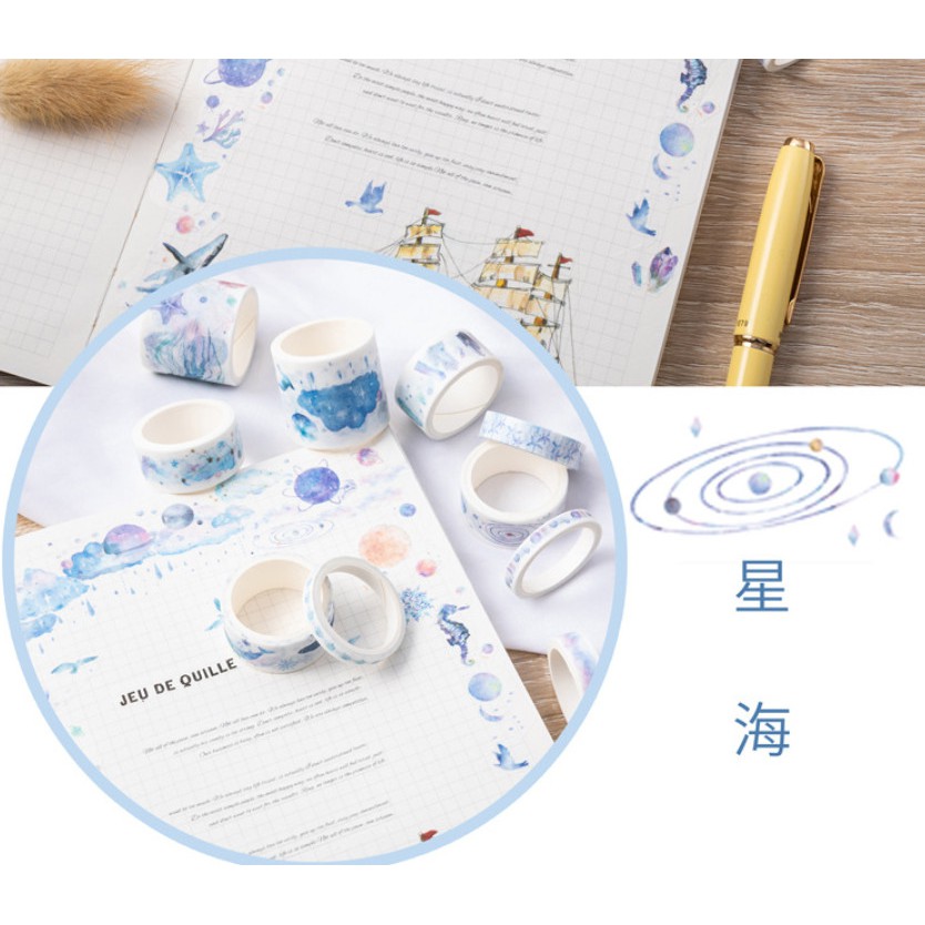 Set hộp Washi tape 10 cuộn rẻ siêu dễ thương - Băng keo dính sticker lên vở, quà tặng cute và ý nghĩa