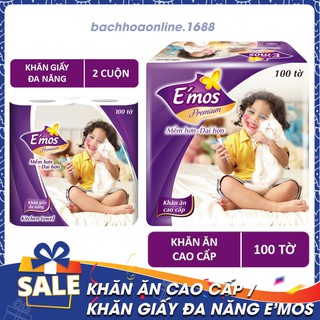 Giấy ăn E'mos Premium 1 Lớp / Khăn giấy đa năng 2 cuộn