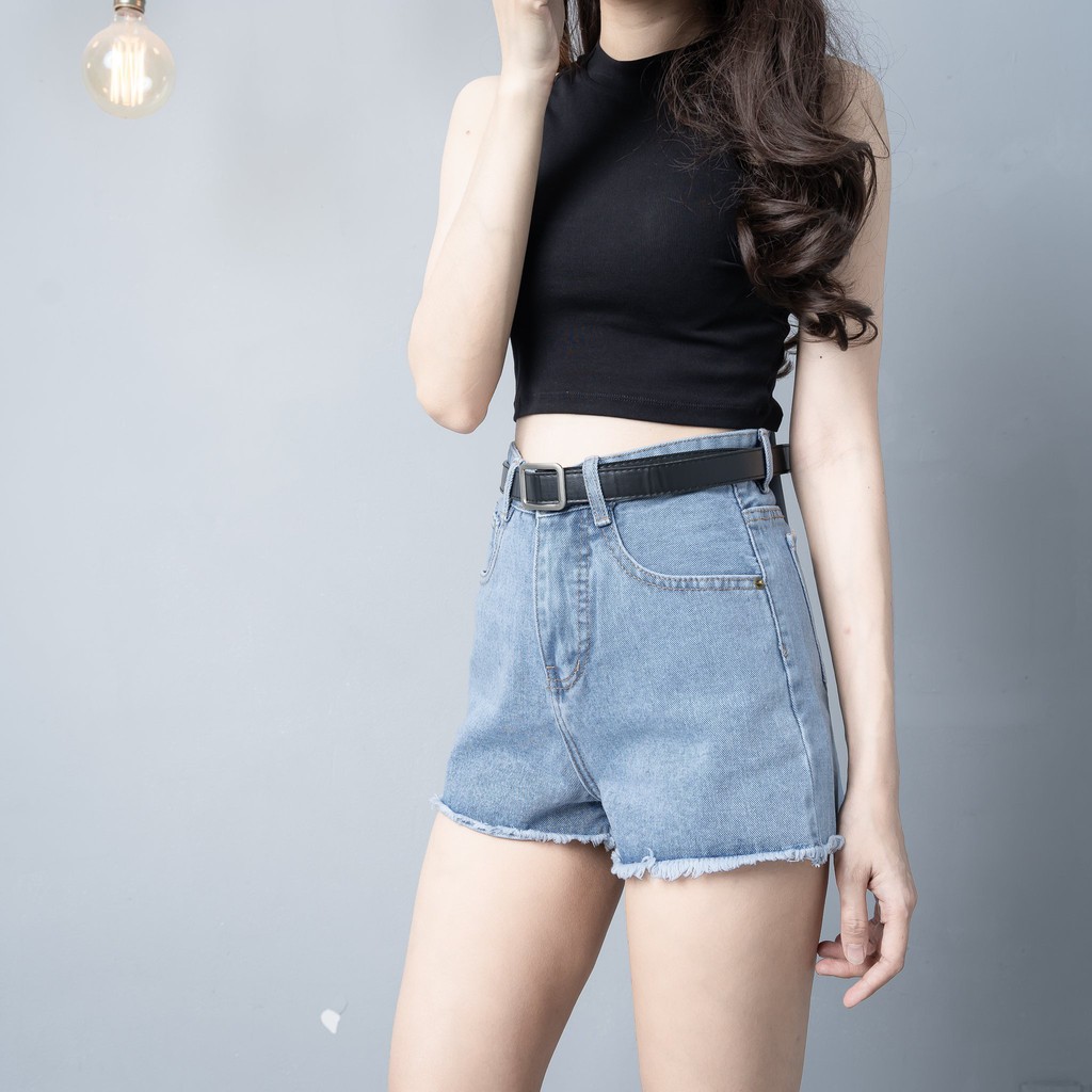Quần Short Jeans Trơn Basic Nữ Chuẩn Ôm Body | BigBuy360 - bigbuy360.vn