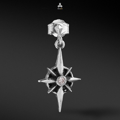 Khuyên tai bạc nam, nữ HeliSilver Compass S925