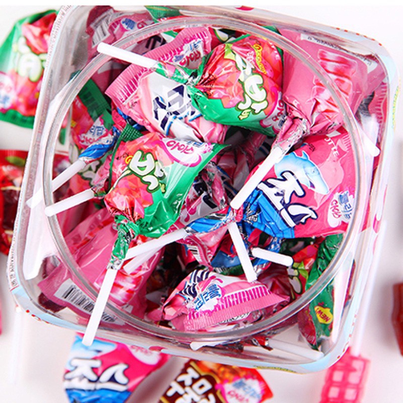 [4 vị] Kẹo mút Lotte vị trái cây Hàn Quốc, kẹo cho bé vị dâu, dưa hấu, cola, soda