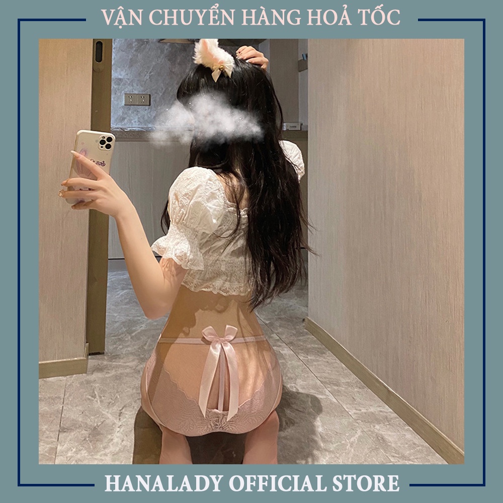 Quần lót nữ ren cột dây nơ hở mông gợi cảm - quần lọt khe hở mông sexy nội y L090