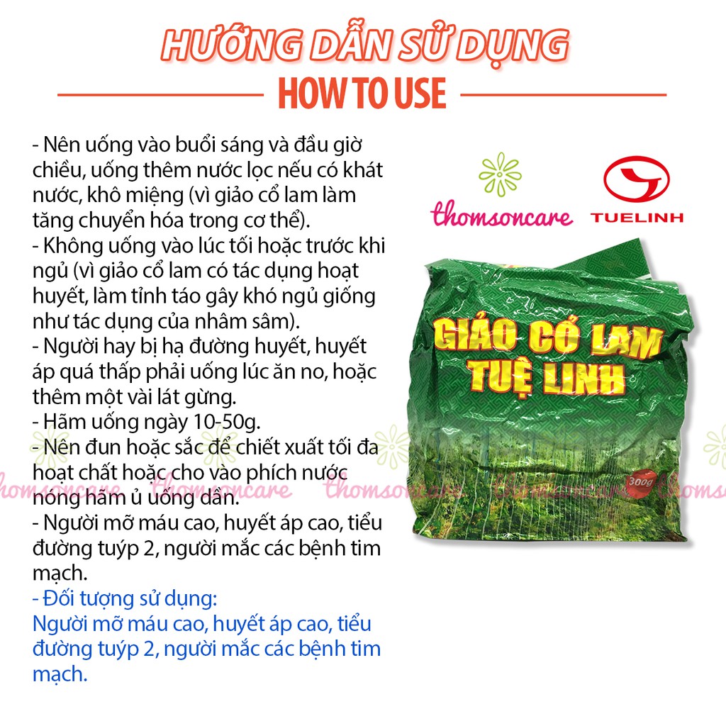 Trà giảo cổ lam Tuệ linh đã qua sơ chế - túi 300g dạng trà hãm