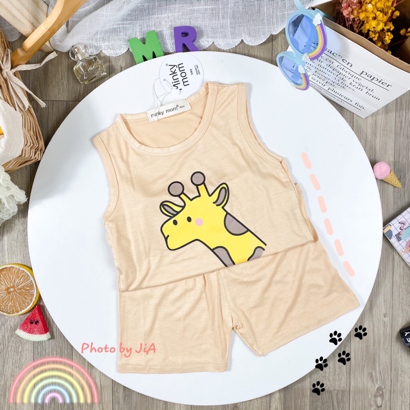 Bộ ba lỗ thun lạnh minkymom in hình thú cho bé