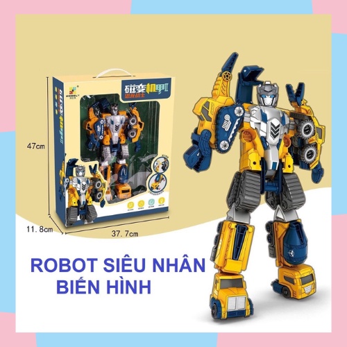 Robot biến hình siêu nhân transformer khổng lồ đồ chơi cho bé lắp ráp xe ô tô khủng long, quà tặng sinh nhật cho bé