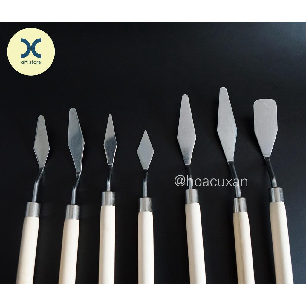 Bay pha màu, trộn màu nước, gouache, acrylic, sơn dầu nhiều size - Thân gỗ trắng