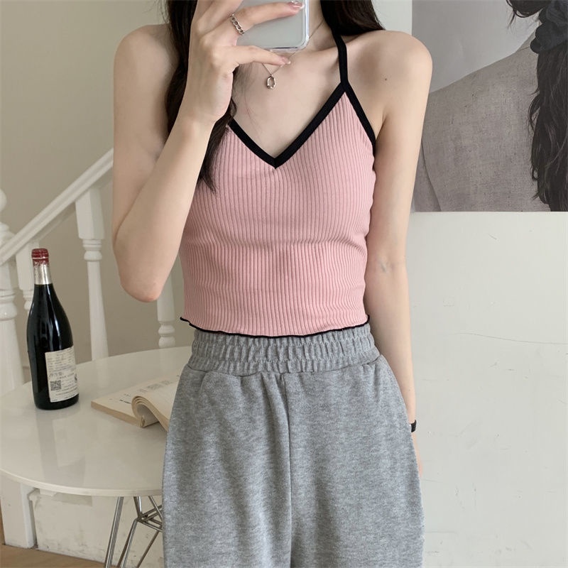 COZOK Áo Tank Top Sát Nách Cổ Chữ V Phối Màu Tương Phản Quyến Rũ Hợp Thời
