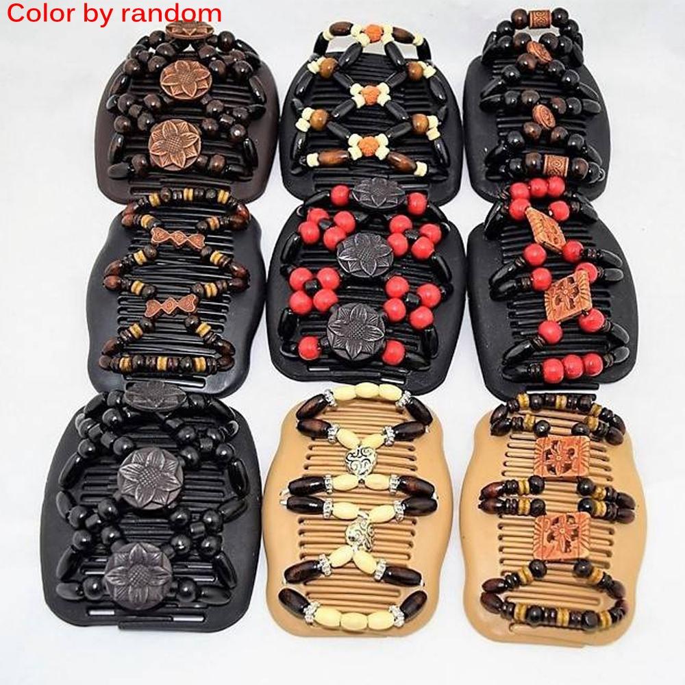 Lược kẹp búi tóc phối hạt gỗ xinh xắn dành cho nữ