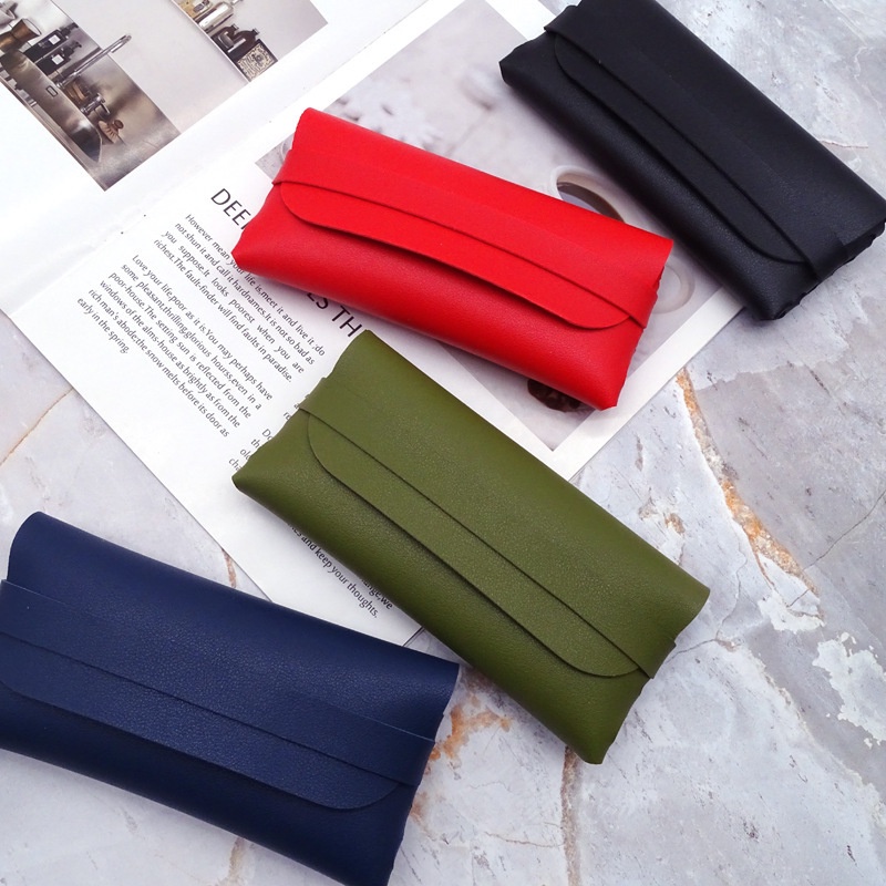 Túi Đựng Mắt Kính Bằng Da PU Mềm Màu Trơn Bảo Vệ Đa Năng