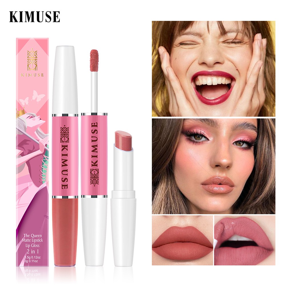 Thỏi Son Lì Tích Hợp Son Bóng Kimuse 2 Trong 1 Kết Hợp Màu Nhung Mịn 12 Màu Tùy Chọn 30g | BigBuy360 - bigbuy360.vn