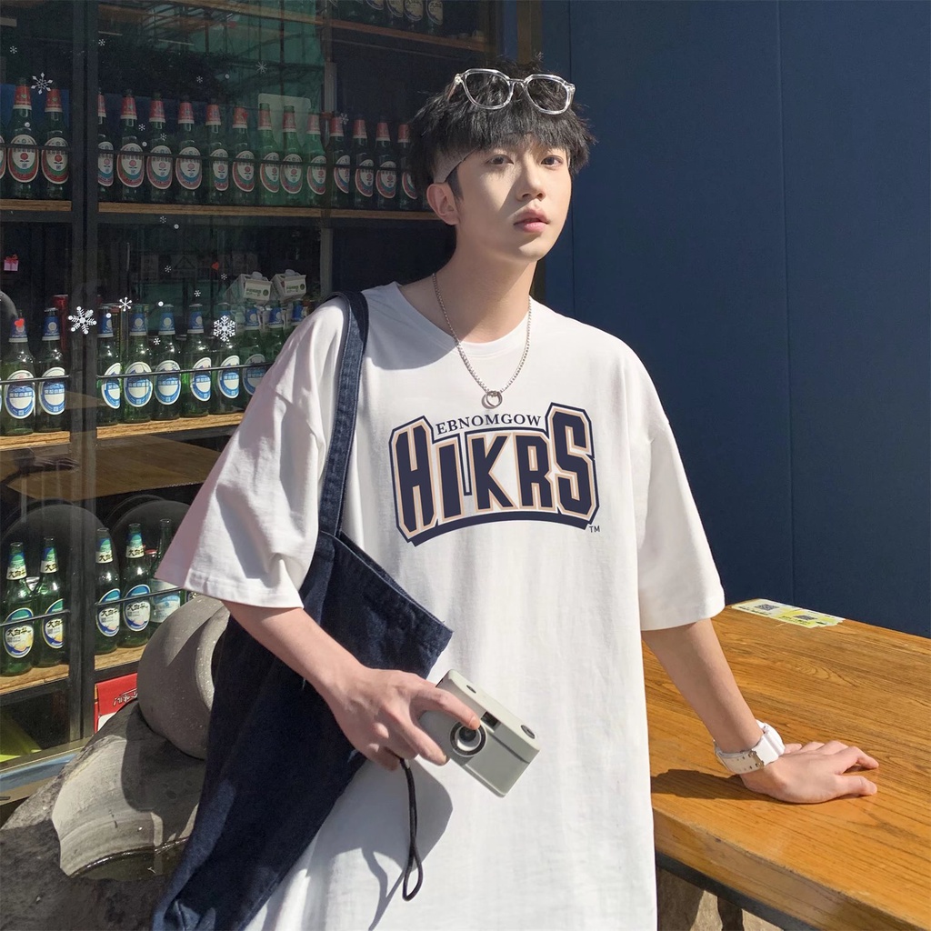 Áo Thun Tay Ngắn Dáng Rộng In Chữ Thời Trang Mùa Hè Phong Cách Hàn Quốc Cho Nam Size M-8XL