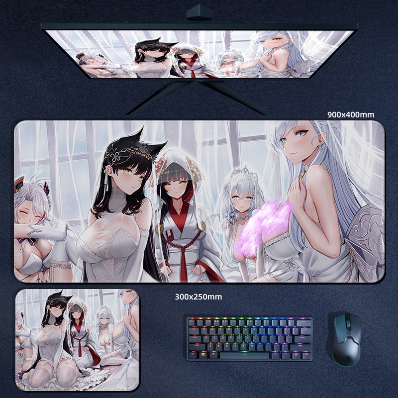 Tấm Lót Chuột Và Bàn Phím In Hình Game Azur Lane Cỡ Lớn 90*40cm