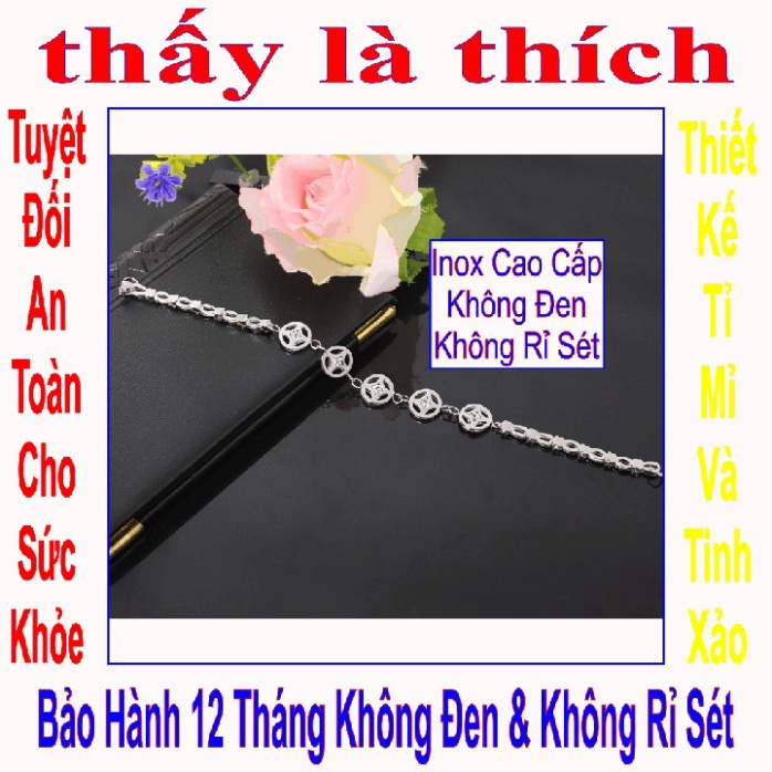 Lắc chân bé gái kiểu 5 đồng tiền may mắn đá Zircon - An toàn cho trẻ - Cam kết 1 đổi 1 nếu hoen, gỉ sét