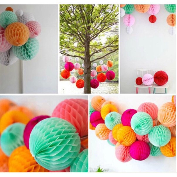 Đèn lồng giấy xếp 30cm/25cm/20cm /15cm trang trí tiệc cưới sinh nhật, khách sạn, hôi nghị - Đèn Lồng Tổ Ong