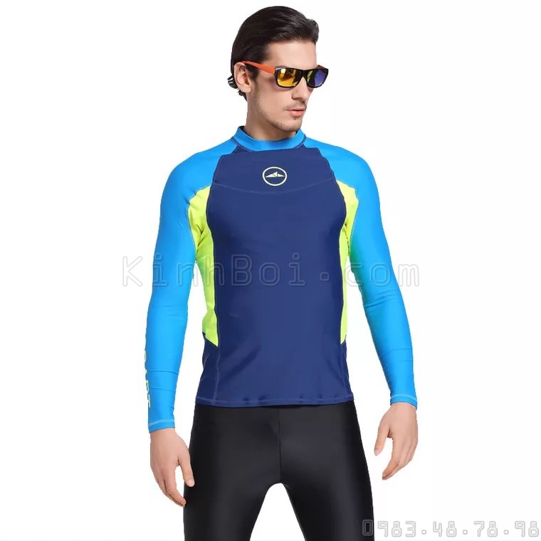 Áo Bơi Nam Dài Tay Chống Nắng Chống UV Chất Liệu Spandex Co Giãn 4 Chiều