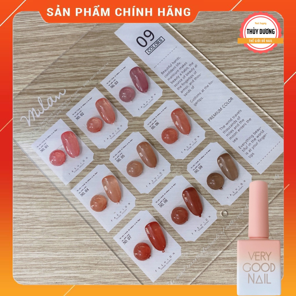 [04] Set sơn gel thạch 9 màu Very Good Nail chính hãng 15ml + tặng kèm bảng màu
