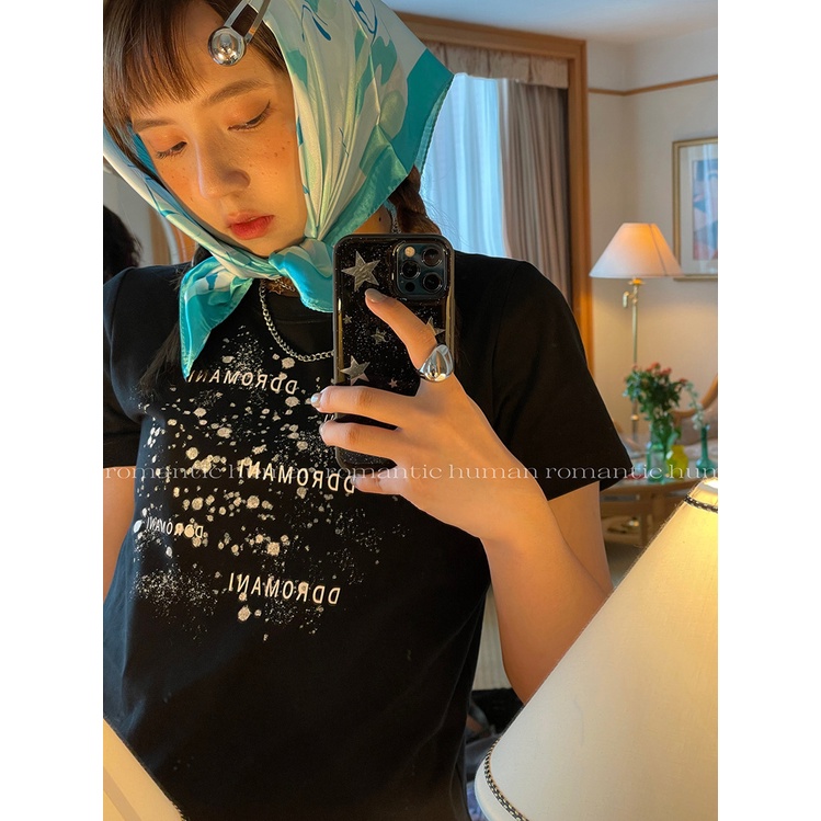 Áo Thun Cotton Nguyên Chất Ngắn Tay In Họa Tiết vintage Mẫu Mới 2022 Thời Trang Mùa Hè Cho Nữ