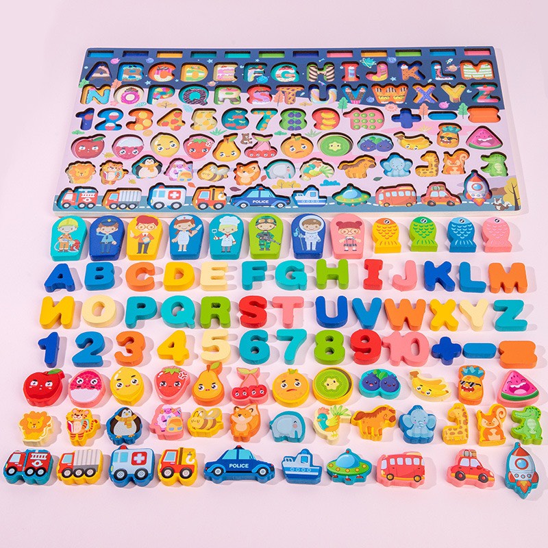Bộ bảng gỗ Đồ Chơi 88 Câu Cá Ghép chữ cái Số Học Đếm Cho Bé phát triển thông Minh montessori 88 chi tiết