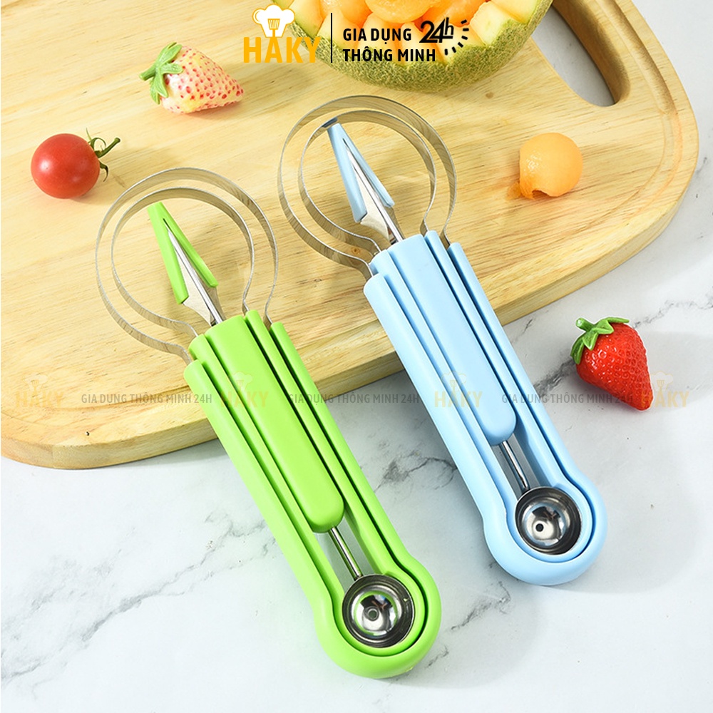 Bộ dụng cụ cắt tỉa hoa quả rau củ chuyên nghiệp, tiện lợi HAKY046, set 3 món tạo hình hoa quả chất liệu thép không gỉ