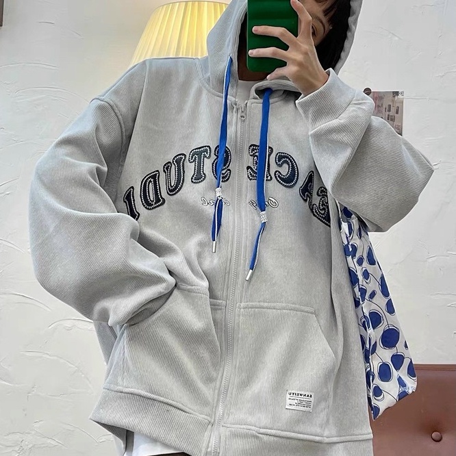 Áo Khoác Nỉ Ngoại Peace Unisex- Jacket form rộng tay bồng kiểu dáng đường phố hàn quốc