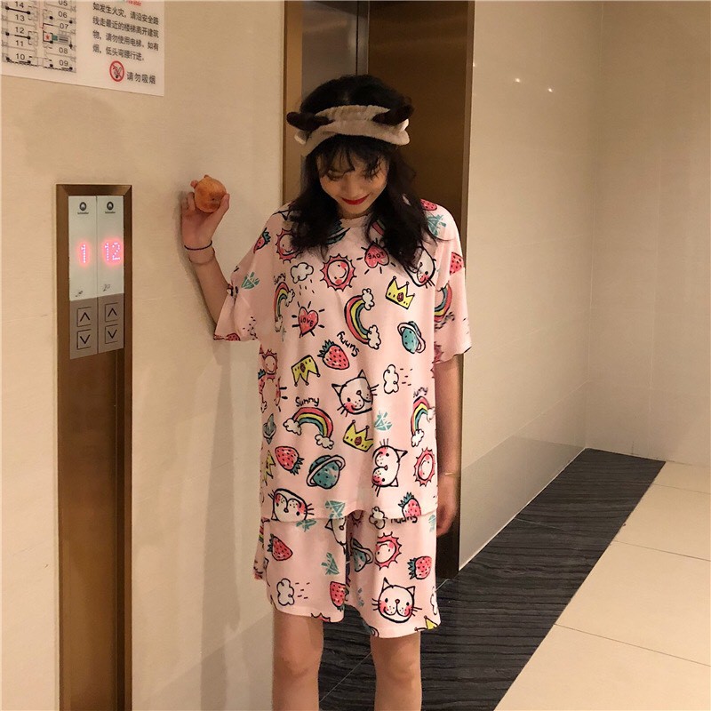 [Giá sốc] Bộ pijama nữ, bộ ngủ nữ họa tiết dễ thương M01 | BigBuy360 - bigbuy360.vn