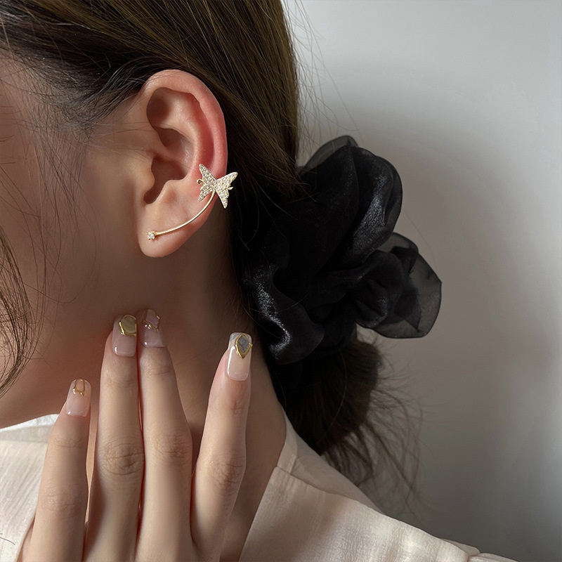 Set bông tai Bell Mew kẹp vành tai bướm vàng kim độc đáo BT278