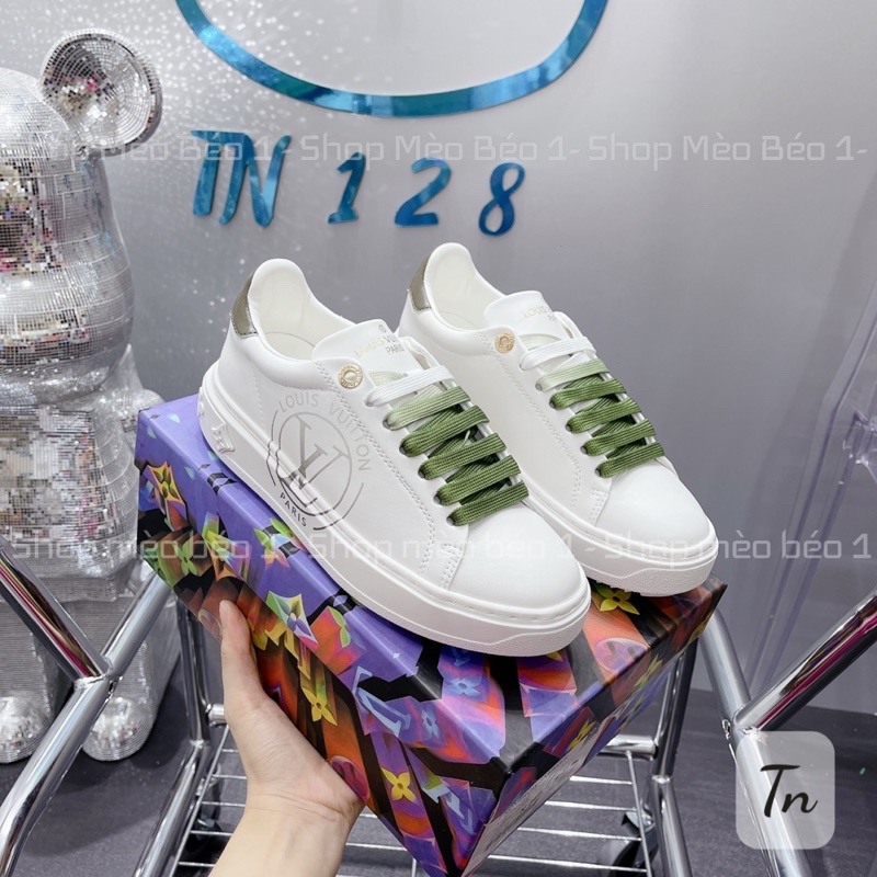 Giày thể thao spsl trắng hoạ tiết dây màu gót pha fullbox