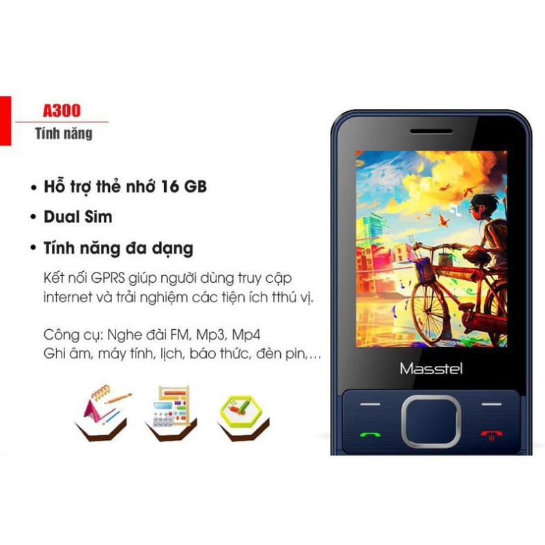 [LN12334]  ĐIỆN THOẠI MASSTEL A300 FULLBOX 2 SIM 2 SÓNG