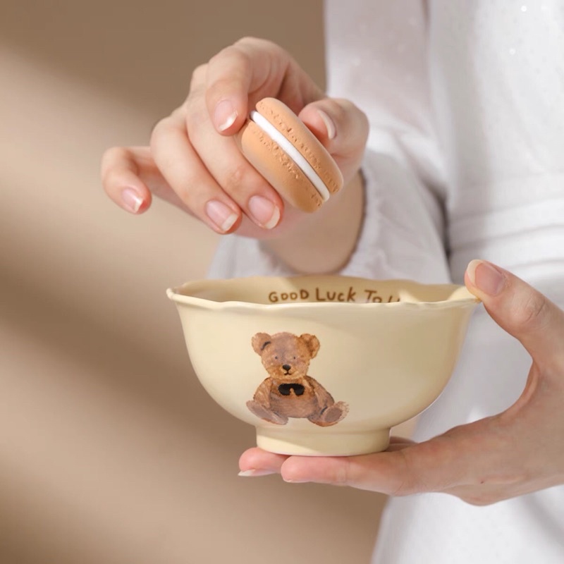 Set bát đĩa sứ gấu, set bát kiểu Hàn cute
