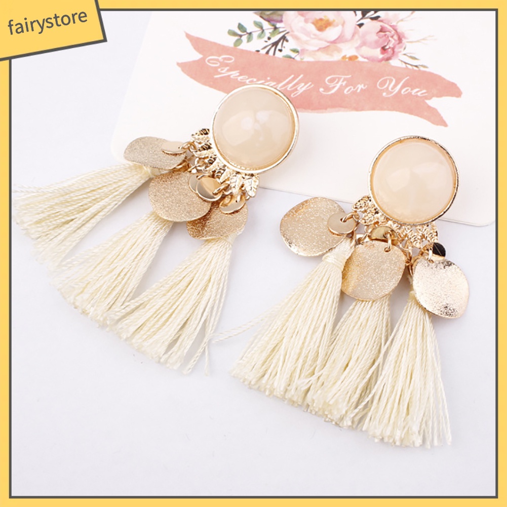 Cặp khuyên tai thời trang đính tua rua phong cách Bohemian độc đáo cá tính cho nữ