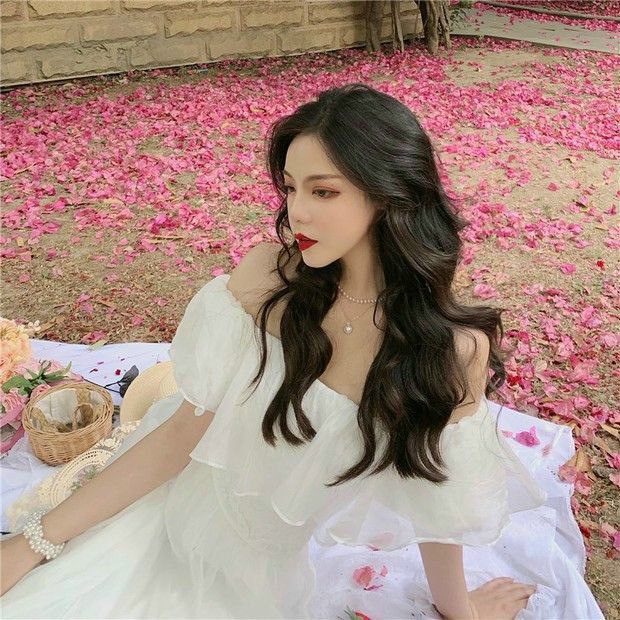 Đầm 2 Dây Thắt Nơ Vai Màu Trắng Bánh Bèo, Maxi Đi Biển Dạo Phố Sang Chảnh Form Chuẩn, ĐẦM TRẮNG 2 DÂY ĐUÔI CÁ