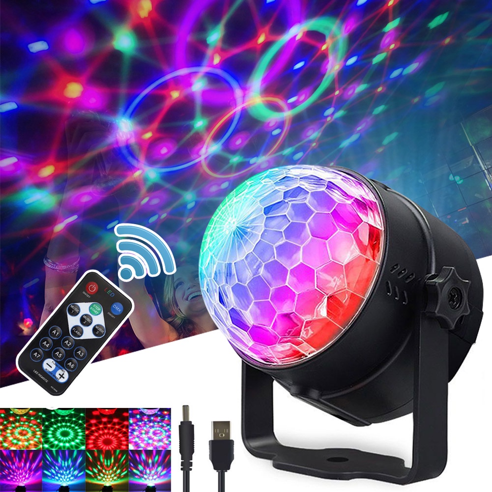 Đèn nháy theo nhạc led cầu mini, đèn bar chớp nhiều màu đẳng cấp có điều khiển từ xa - BH 12 tháng