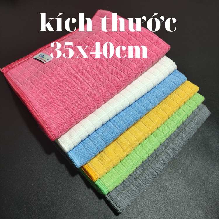 Khăn lau đa năng microfiber 35x40cm chuyên lau kính, lau nội thất, lau xe, bền và không rụng lông