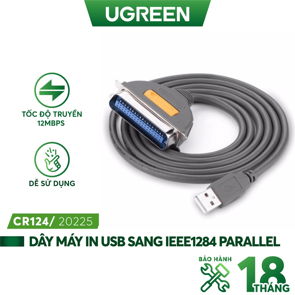 Dây máy in USB sang IEEE1284 Parallel dài 1-2m UGREEN CR124