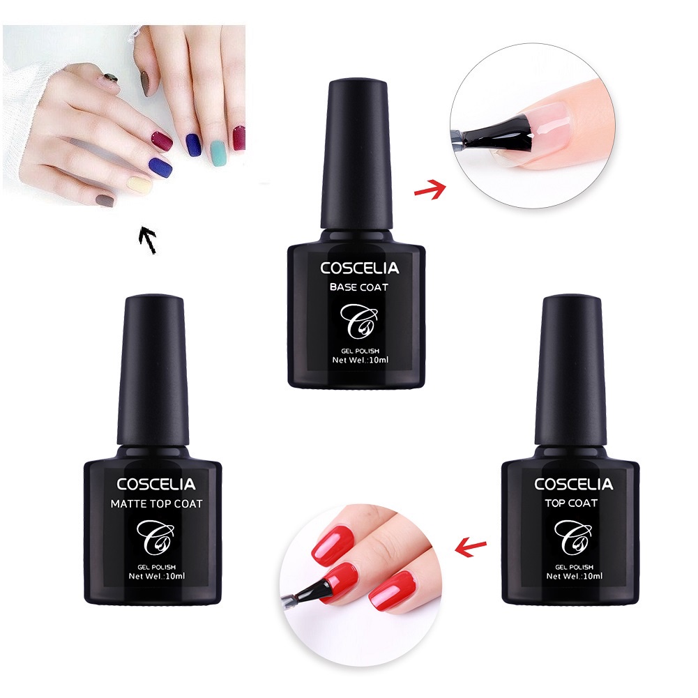 [Hàng mới về] Chai sơn lót/sơn phủ/sơn phủ nhám Coscelia trang trí móng tay nghệ thuật dung tích 10ML