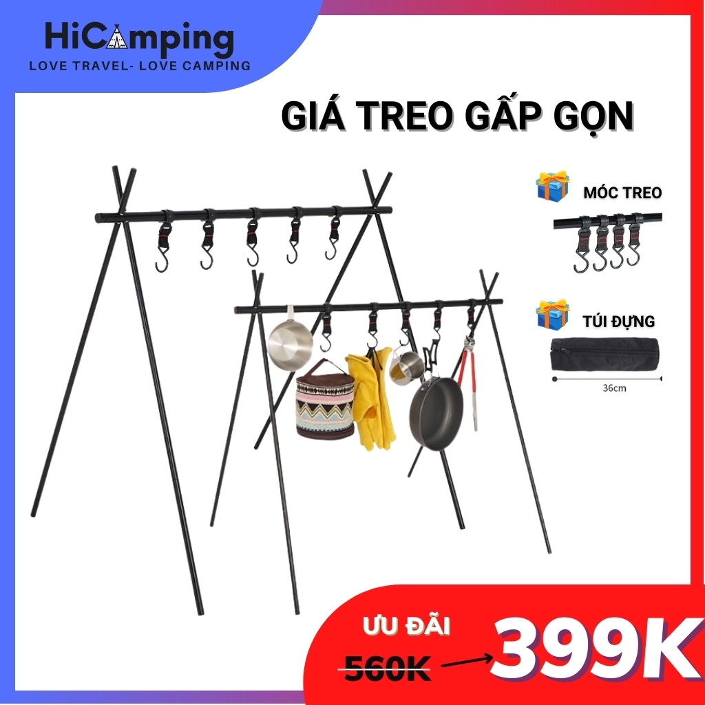 [ĐỒ CẮM TRẠI] Giá Treo Đồ Xếp Gọn - Tiện Lợi - Đa Năng - Treo Nồi / Đèn/ Ly/Chén - HOT 2021