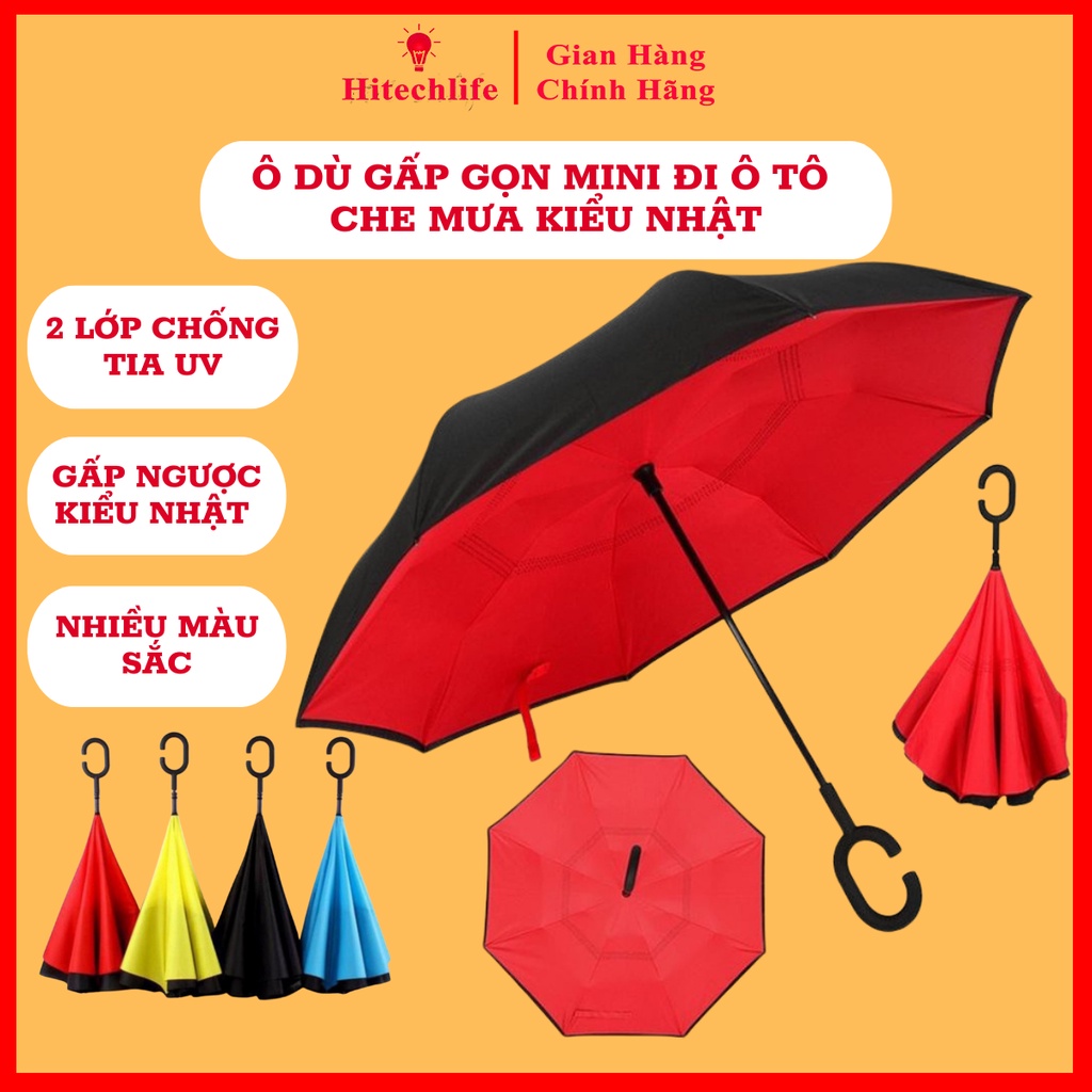 Dù Gấp Gọn Mini Ô Gấp Ngược Đi Ô Tô Che Mưa 2 Lớp Chống Tia UV Kiểu Nhật Cực Tiện Dụng - Phụ Kiện Xe Hơi Hitechlife
