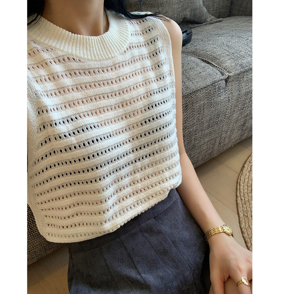 Áo dệt kim sát nách màu trơn gợi cảm thời trang cho nữ | BigBuy360 - bigbuy360.vn