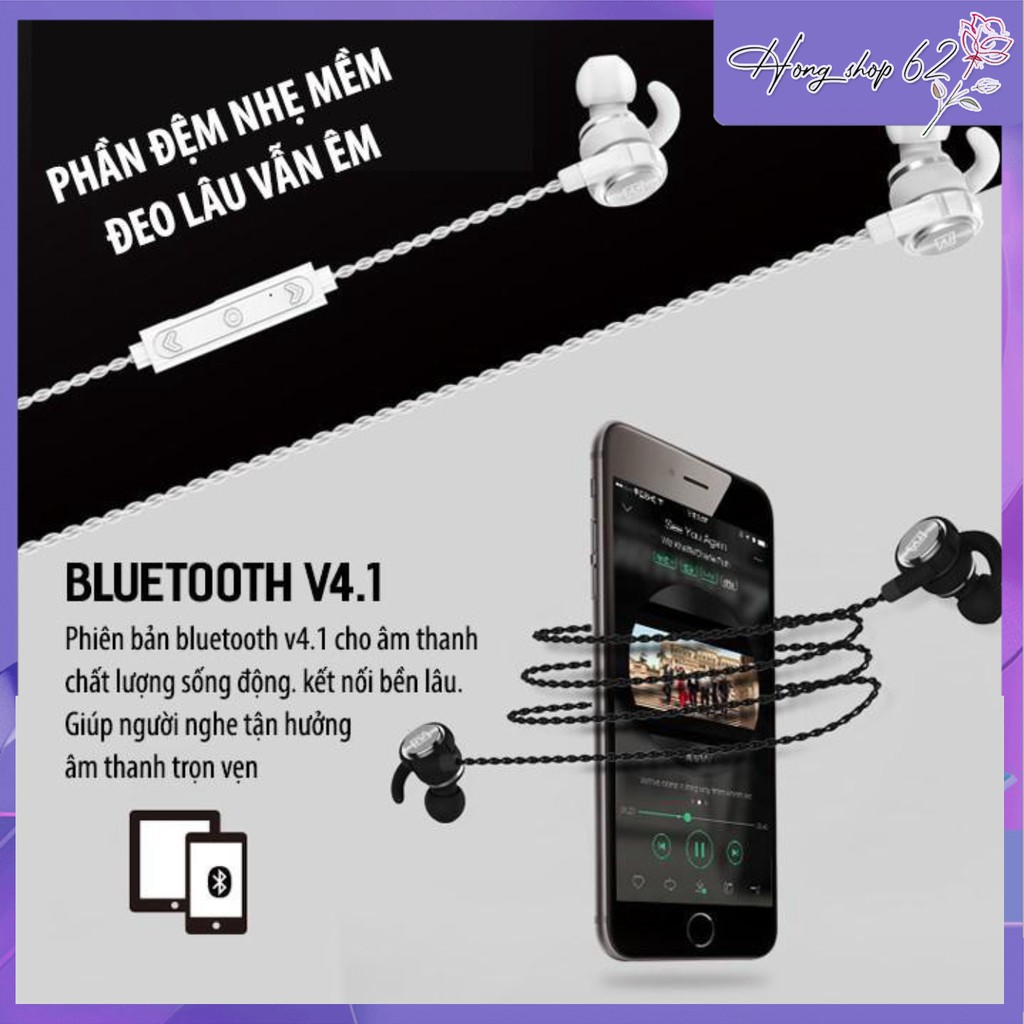 Tai nghe Bluetooth thể thao Remax RB-S10 choàng cổ 2 đầu hít nam châm