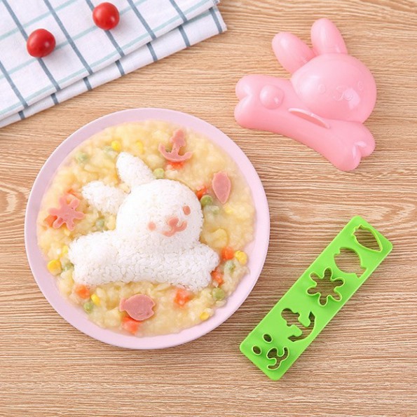 Bộ Khuôn Bento Ép Cơm,Làm Bánh Hình Thỏ, Hoa, Cá Heo Cho Bé Goodbabyvn