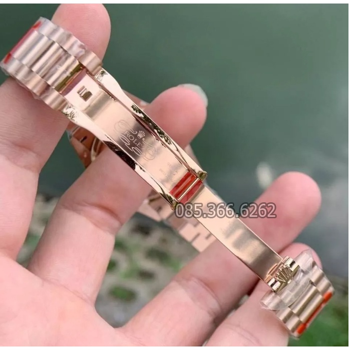 Đồng hồ nam Rolex cơ Automatic máy Nhật mẫu Classic 2 lịch màu nâu cafe, viền và dây vàng hồng size 39-40mm