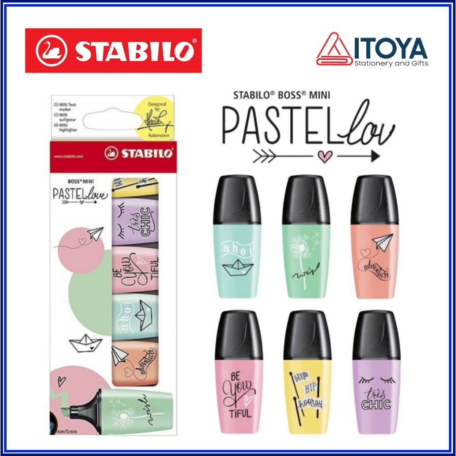 Bút đánh dấu highlight Stabilo Boss Mini pastel, bộ 6 màu