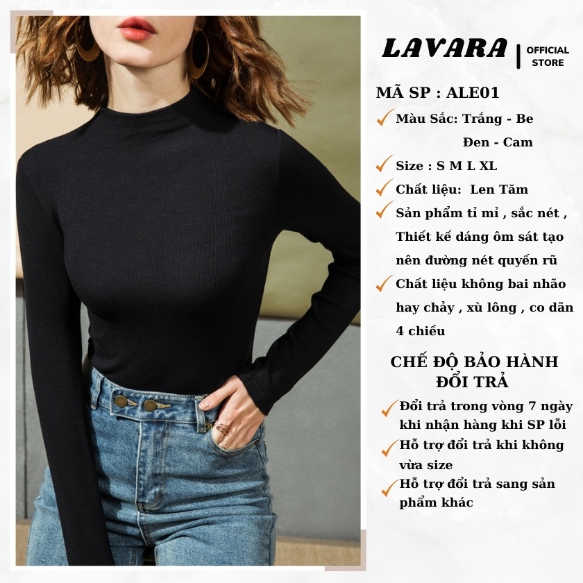 Áo giữ nhiệt nữ bigsize cổ 3cm phong cách Hàn Quốc Lavara ALE01