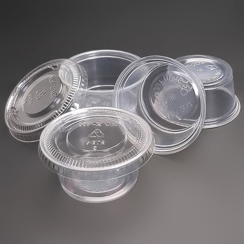 100 Hộp Nhựa Hũ Nhựa 2oz~56ml Đựng Nước Chấm, Nước Sốt, Tương Ớt Có Nắp