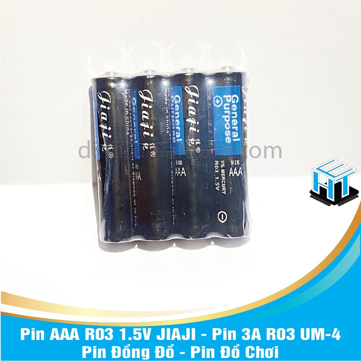 Vỉ 4 viên Pin AAA R03 1.5V JIAJI - Pin 3A R03 UM-4 - Pin Đồng Đồ - Pin Đồ Chơi