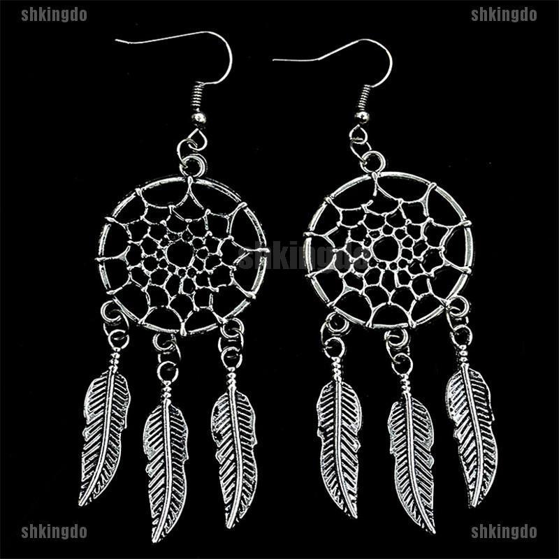 Bông tai mạ bạc hình Dream Catcher cổ điển